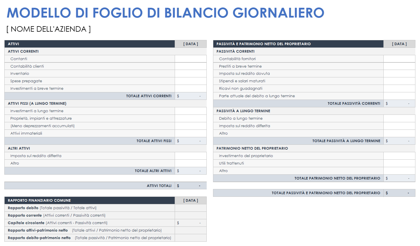 Modello di bilancio giornaliero