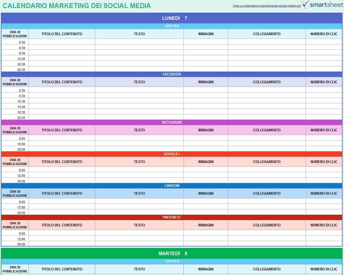 CALENDARIO DI REDAZIONE MARKETING ANNUO