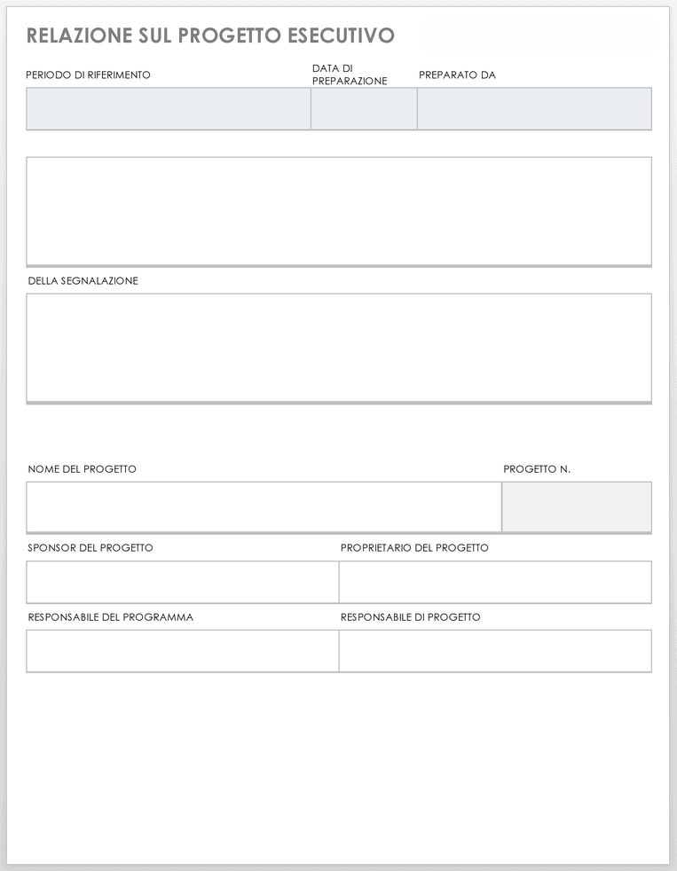 Modello di relazione di progetto esecutivo