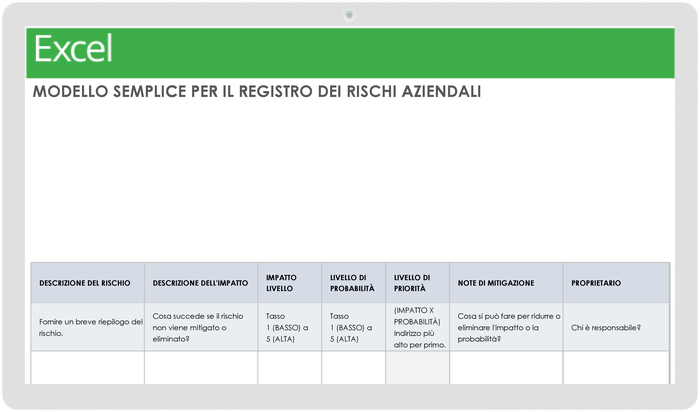 Registro dei rischi aziendali semplice